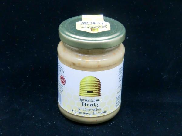 Honig und Bluetenpollen, Gelee Royal und Propolis 220g